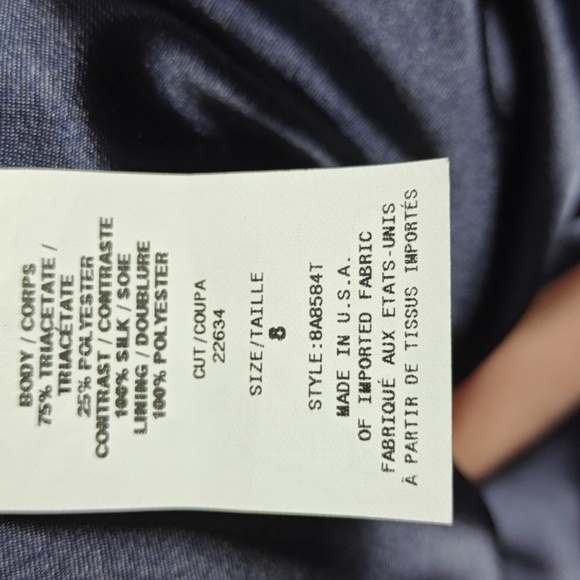 ABS Allen Schwartz Blue Formal Long  Silk Dress Gown w/ Built in Bra Size 4 - Picture 6 of 16